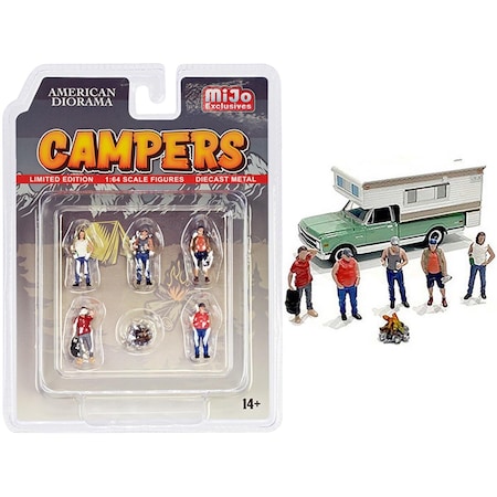 Bullicio 1-64 Scale Campers Diecast Set for Scale Model, 6 Piece BU3471800